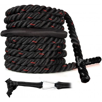 Battle Rope with Anchor Strap Kit 30 Ft Length Upgraded Exercise Training Rope of High Tensile Strength Poly Dacron Undulation Heavy Battle Ropes for Strength Training Fitness Exercise Rope 30 - BWB84TLLP