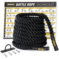 ToughFit Battle Rope 2 Diameter 30 40 50ft Strength Training Exercise Rope with Anchor Strap Kit Durable Heavy Battle Rope for Indoor & Outdoor Workout - BGOMS8A1H