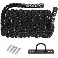 YUELIVES Battle Ropes with Anchor Kit 1.5 2 Inch Full Body Workout Equipment 100% Poly Dacron Heavy Battle Rope for Strength Training Cardio Crossfit Exercise Rope30FT - BLODZ9DAJ