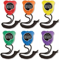 Champion Sports Stopwatch Timer Set: Waterproof Handheld Digital Clock Sport Stopwatches with Large Display for Kids or Coach Bright Colored 6 Pack - BDQLZ82UJ