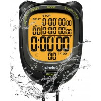 Dretec Digital Sports Stopwatch Countdown Timer Lap Split with Clock Calendar Alarm IPX7 Waterproof Extra Large LCD Display for Running Swimming Referee Coaches Training - B1CCJRDQ0