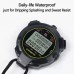 MOSTRUST Digital Sports Stopwatch 10Lap Split Memory Stopwatch Count Down Timer Large Display Waterproof 12 24 Hour Clock Alarm Calendar with Lanyard for Swimming Running Coaches M710 Black - BAPIEOADT
