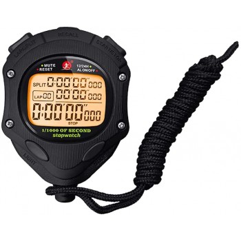 Professional Digital Stopwatch Timer Sports Stopwatch w Stroke or Pace 100 Lap Split Memory 0.001 Second Timing Large Backlight LCD Display Multifunctional Stopwatch for Swimming Running - BHDN98E3E