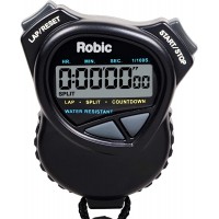 Robic 1000W Dual Stopwatch with Countdown Timer- Black- Water Resistant- Huge LCD Display to Hold and Use - BBHNAVMTV