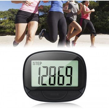 Maizad 3D Pedometer with Clip Walking Step Counter with Large Display for Men Women Kids Track Steps and Miles Km Calories Burned Clock Calorie Distance Black - B8EUB0W5I