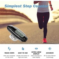 Pecosso USB Charge Step Counter Walking 3D Pedometer with Large Luminous LCD Screen,Clip and Lanyard for Whole Family Black - BV74V052H