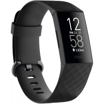 Fitbit Charge 4 Fitness and Activity Tracker with Built-in GPS Heart Rate Sleep & Swim Tracking Black Black One Size S &L Bands Included - B0B5QO02P