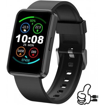 Smart Watch Blackview Fitness Tracker Activity Tracker Fitness Watch with Heart Rate Monitor Blood Oxygen SpO2 IP68 Waterproof Calorie Counter R5 for Phone & Android Phones Black - BN4VGWOVM