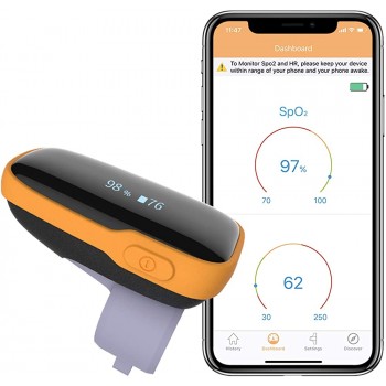 Wellue WearO2 Wearable Health Monitor Bluetooth Pulse Meter with Free APP Continuously Tracks SP-O2 & Heart Rate - BI70FLLW6