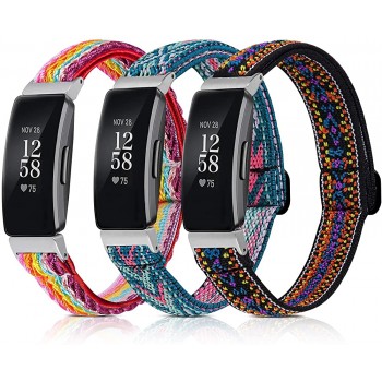 3 Pack Adjustable Fitbit Inspire 2 Bands Compatible with Fitbit Inspire 2 Inspire HR Inspire Soft Loop Nylon Fabric Breathable Stretchy Replacement Straps for Women Men - B9Z1WBEQW