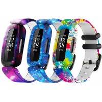 3 Pack Floral Ace 3 Bands Compatible with Fitbit Ace 3 Straps for Kids Girls Boys- Colorful Skin-Friendly Waterproof Ace 3 Bands for Girls Watch Band Wrist Strap Bracelet Accessories For Kid Children - B5T0VELUL