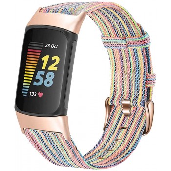 Abanen Women Band for Fitbit Charge 5 Soft Woven Canvas Nylon Quick Dry Wrist Strap for Fitbit Charge 5 - BJTCJ01W4