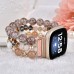 CAGOS Bracelet Band Compatible with Fitbit Versa 3 Fitbit Sense for Women and Girls Fashion Handmade Beaded Elastic Stretch Replacement Wristband Pearl Straps for Versa 3 Smartwatch Amber Brown - BI4FR55DC