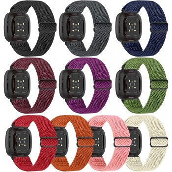 Enkic 10 Pack Elastic Nylon Bands Compatible with Fitbit Versa 3 Bands Fitbit Sense Bands for Women Men Soft Adjustable Stretchy Woven Straps Replacement Sport Loop Wristband - BWM9HH58J