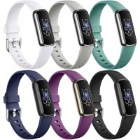 Maledan 6 Pack Bands Compatible with Fitbit Luxe Bands Soft Silicone Replacement Wristband Compatible for Fitbit Luxe Band Flexible Waterproof Sport Watch Strap for Women Men Small - BYAMPDAK7