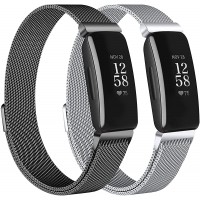 OCEBEEC 2-Pack Bands Compatible with Fitbit Inspire 2  Inspire HR Inspire Stainless Steel Metal Mesh Loop Wristband Replacement for Fitbit Inspire Fitness Tracker Women Men - B3NU6U2Q7
