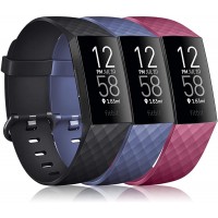 Pack 3 Silicone Bands for Fitbit Charge 4 Fitbit Charge 3 Charge 3 SE Replacement Wristbands for Women Men Small LargeWithout Tracker Small: for 5.5"-7.1" Wrists Black+Navy Blue+Wine Red - BP1LSNKGF