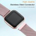 ZWGKKYGYH Compatible with Fitbit Versa and Versa 2 Bands for Women Men Rose Gold Stainless Steel Metal Mesh Magnetic Band Bracelet Strap Replacement for Fitbit Versa Versa Lite SE Small - B1OYBBGB2