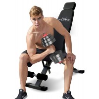 FLYFE Home Gym Adjustable Weight Bench Workout Bench with Extended Headrest - BOYSOLLLU