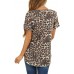 Hgndbloo Blouse for Women Dressy,Leopard Tie-dye T Shirts Tunics Sequin Pocket Short Sleeve Tee Loose Tops Shirt - BXJQ391L0