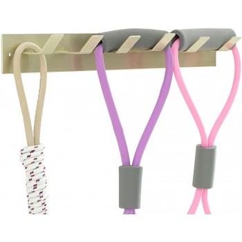 MyGift Brass Metal Exercise Equipment Holder Wall Rack with 6 Hooks for Resistance Bands Jump Ropes and Weight Belts - B1JCPFZ4J