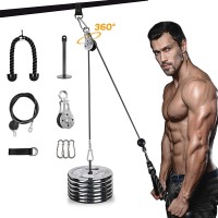 omotor Pulley Cable Machine System with Loading Pin Triceps Strap Muscle Strength Fitness Pulley System Gym Equipment Forearm Wrist Roller Trainer for Pulldowns Biceps Curl Triceps Extensions - BRV43LXI0
