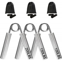 Baotkere Metal Hand Grip Set Strength Trainer 3 Pack 100 150 200lb Hand Exercise by Portable Bag Arm Muscle Builder with or Without Soft Form Wrist Gym for Beginner & Professional - B9C92GS4H
