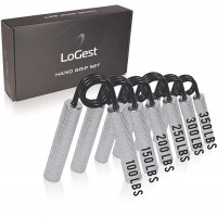 Logest Metal Hand Grip Set 100LB-350LB 6 Pack No Slip Heavy-Duty Grip Strengthener with Gift Box Great Wrist & Forearm Hand Exerciser Home Gym Hand Gripper Grip Strength Trainer - B9H6VRQV3