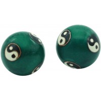 BRABUD 1.5'' Health Hand Balls Carved Tai Chi Pattern Cloisonne Exercise Stress Balls Craft Collection BS142 S Green - BPII24FV7