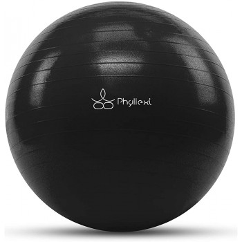 PHYLLEXI Exercise Ball 55-85cm Extra Thick Yoga Ball Chair-Pro Grade Anti-Burst Heavy Duty Stability Ball Supports 2200lbs Birthing Ball with Quick Pump for Office & Home & Gym - BK55TN8MT