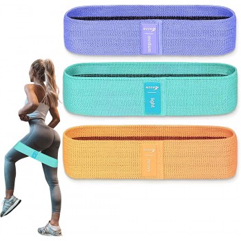 Booty Bands I Set of 3 Cotton Resistance Bands That Don't Roll Up I Full Exercise Guide to Target The Glutes Included I Perfect for Legs Butt Thigh and Hip Workout - BJKQOZC6U