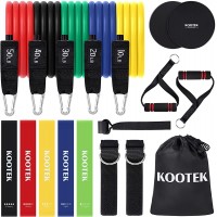 Kootek 18 Pack Resistance Bands Set Workout Bands 5 Stackable Exercise Bands 5 Loop Resistance Bands 2 Core Sliders with Door Anchor and Handles Legs Ankle Straps Carry Bag & Guide Book for Home - BN22EXFTT