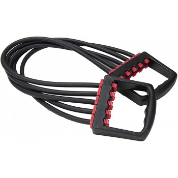 Mind Reader Elastic Adjustable 5-Spring Chest Expander Pull Stretcher Home Fitness Workout Black-Red - BN4INC13X