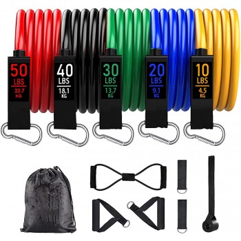 Resistance Bands Resistance Band Set Workout Bands Exercise Bands for Men and Women Exercise Bands with Door Anchor Handles Legs Ankle Straps for Muscle Training Physical Therapy Shape Body - BW2ZG25YP