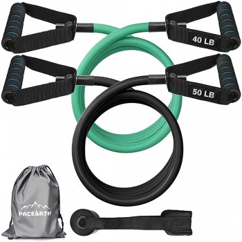 Resistance Bands Set Physical Therapy with Handles 59 inches Longer Exercise Bands with Upgraded Door Anchor and Waterproof Carry Bag Training Tubes for Resistance Training Home Workouts - BXD8X4ECY