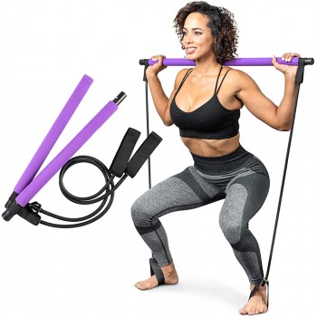 Serenily Pilates Bar Yoga Stick Pilates bar kit for Home Gym with Pilates Resistance Bands At Home Workout Equipment for Women Kit Pilates Stick Fitness Bar for Pilates Exercise and Body Workout - BOKBBLC45