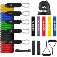 Whatafit Resistance Bands Set Exercise Bands with Door Anchor Handles Carry Bag Legs Ankle Straps for Resistance Training Physical Therapy Home Workouts Exercise Stack-able Up to 150 lbs - B3RQPXPNB