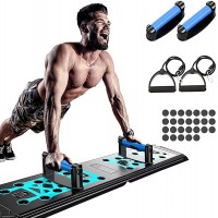 Push Up Board for Men Women Color Coded Push Up Bar with Pushup Handles Pushup Board Fitness Portable Foldable Workout equipment for Home Workouts with Resistant Bands - BZAJPGAY2