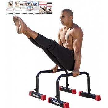 Rubberbanditz Parallettes Push Up & Dip Bars | Heavy Duty Non-Slip Parallette Stand for Crossfit Gymnastics & Bodyweight Training Workouts - B25PWBIMG
