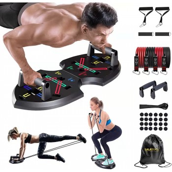 Upgraded Push Up board: Multi-function 20 in 1 Push up bar with Resistance Bands Portable Home Gym Strength training equipment Push up handles for Perfect Pushups Home Fitness for Men and Women. - BO3XUS342