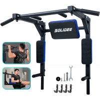 Pull Up Bar SOLIDEE Wall Mount Pullup Bar Dip Station Multi-Grip Chin Up Bar for Home Gym Strength Training Power Tower Set Supporting Up to 440 Lbs Weight - BEDPKS5VL