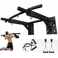 Sfeexun Wall Mounted Pull Up Bar Multi Chin Up Bar Wall Mount Outdoor Pullup Dip Station for Home Gym Strength Training Max Load 1100kg - B6ELLA2TF