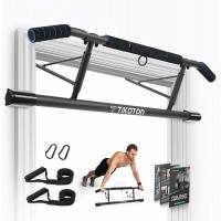 Tikaton Pull Up Bar for Doorway Angled Grip Home Gym Exercise Equipment Pull up bar with Shortened Upper Bar and Bonus Suspension Straps Fits Almost All Doors - BDE7HY6E9