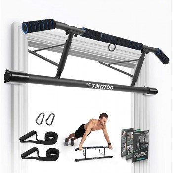 Tikaton Pull Up Bar for Doorway Angled Grip Home Gym Exercise Equipment Pull up bar with Shortened Upper Bar and Bonus Suspension Straps Fits Almost All Doors - BDE7HY6E9