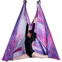 Aerial Yoga Hammock 6.5 Yards Premium Aerial Silk Fabric Yoga Swing for Antigravity Yoga Inversion Include Daisy Chain,Carabiner and Pose Guide - BO3Y1RTFS