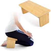 Nnewvante Meditation Bench Kneeling Stool with Foldable Legs Hinges Seiza Yoga Benches Ergonomic Bamboo Wooden Chair Folding Prayer Seat for Deeper Meditation - BVEIBEMIO
