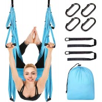 ZMMYYZ Aerial Yoga Swing Set Aerial Silks Yoga Hammock Trapeze Yoga Kit Inversion Tool Antigravity Ceiling Hanging Yoga Sling for Indoor and Outdoor Inversion Therapy Include 2 Extensions Straps - B5JO0TEL1