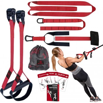 BRAYFIT Bodyweight Resistance Home Gym Equipment Fitness Straps for Full-Body Workout with Bodyweight Resistance Handles Workout Guide Door Anchors and Extension Strap - BJ1SUX3OW