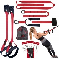 BRAYFIT Bodyweight Resistance Home Gym Equipment Fitness Straps for Full-Body Workout with Bodyweight Resistance Handles Workout Guide Door Anchors and Extension Strap - B0XN4WHMW
