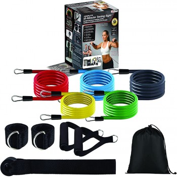 Home Spirit 12 Minute Toning Gym Resistance Band Workout Bands Fitness Bands and Elastic Band Set Gym Accessories for Women and Men Strength Training Equipment for Home Gym - BYYR3TC9J